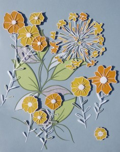 hand cut paper flowers designed and cut by Hannah Stickney